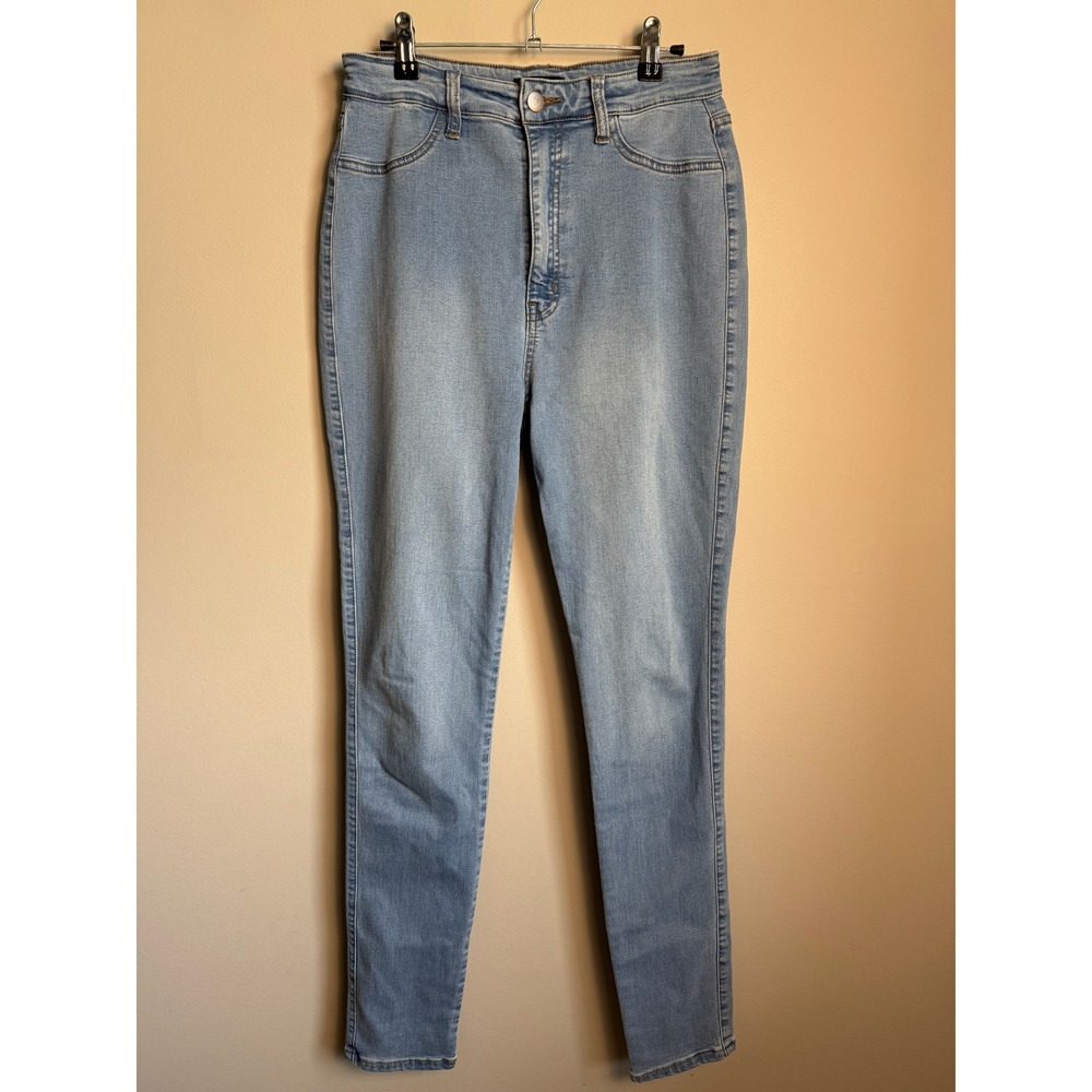 Fashion Nova Womens Blue Skinny Jeans 13 High Rise Stretchy Faux Front Pockets